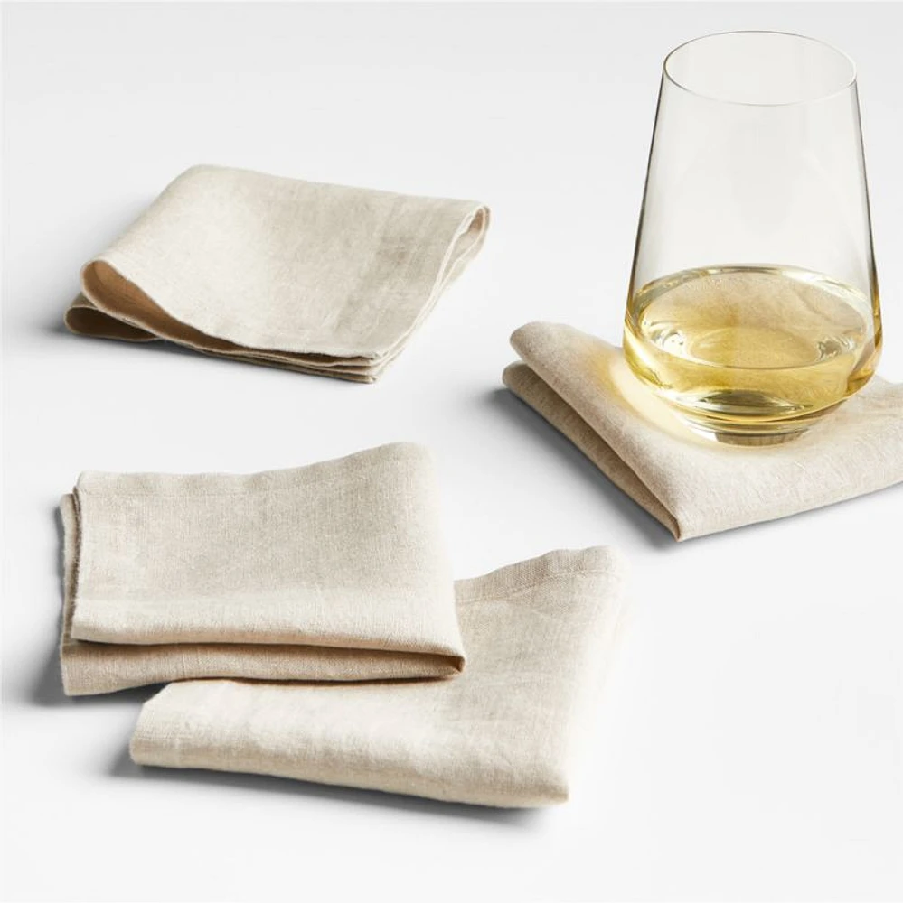 Marin Natural EUROPEAN FLAX ™-Certified Linen Cocktail Napkins, Set of 4