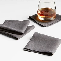 Marin Storm Grey EUROPEAN FLAX ™-Certified Linen Cocktail Napkins, Set of 4