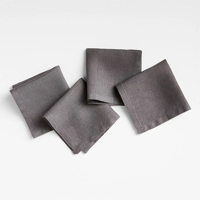 Marin Storm Grey EUROPEAN FLAX ™-Certified Linen Cocktail Napkins, Set of 4