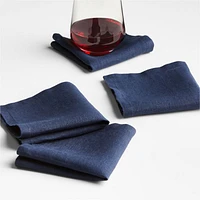 Marin Deep Indigo EUROPEAN FLAX ™-Certified Linen Cocktail Napkins, Set of 4