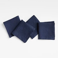 Marin Deep Indigo EUROPEAN FLAX ™-Certified Linen Cocktail Napkins, Set of 4