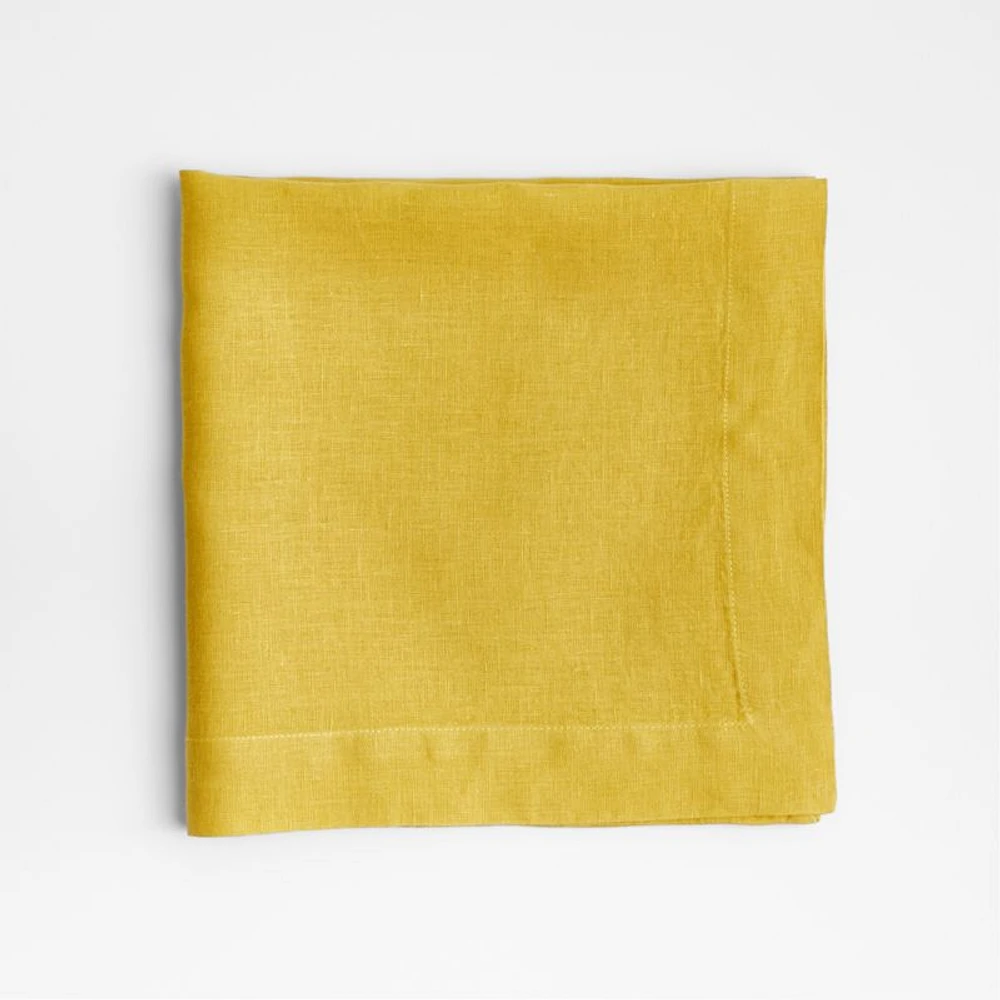 Marin Olive Yellow EUROPEAN FLAX ™-Certified Linen Napkin