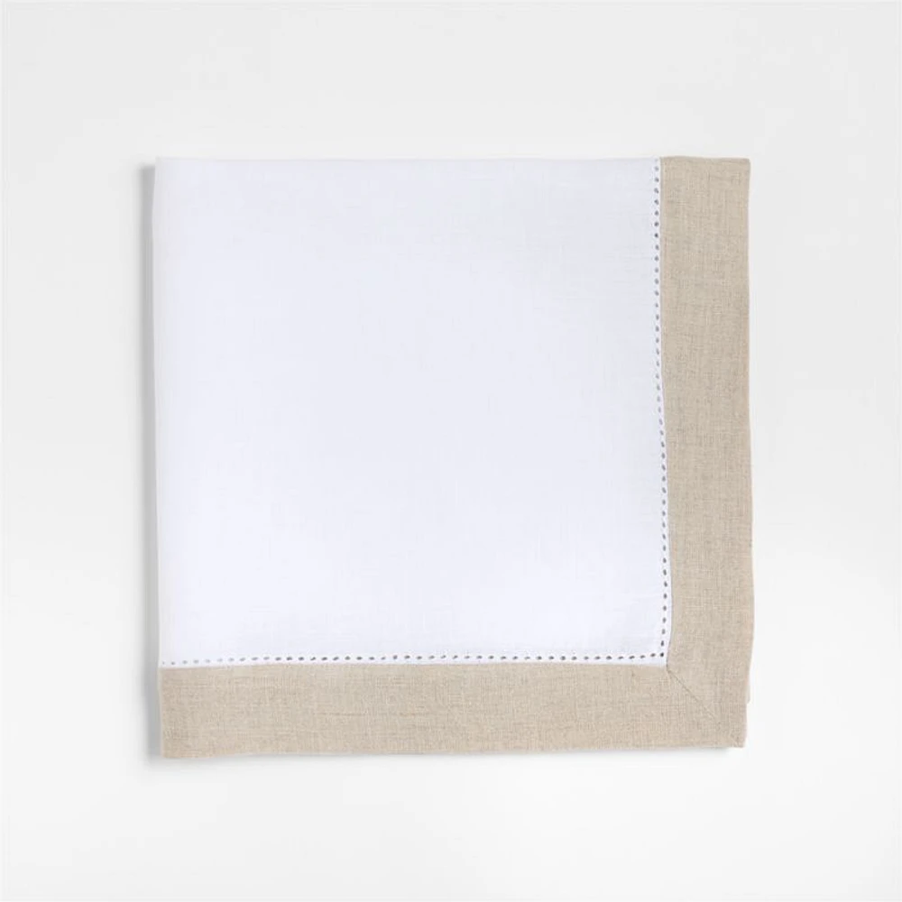 Marin Natural and Cream EUROPEAN FLAX ™-Certified Linen Napkins with Hemstitch