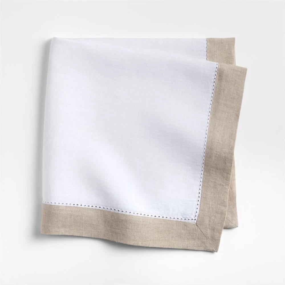 Marin Natural and Cream EUROPEAN FLAX ™-Certified Linen Napkins with Hemstitch