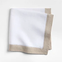 Marin Natural and Cream EUROPEAN FLAX ™-Certified Linen Napkins with Hemstitch