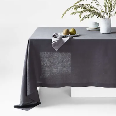 Marin Oversized Storm Grey Linen Tablecloth 80"x144"