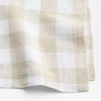 Marin White and Natural Buffalo Check EUROPEAN FLAX®-Certified Linen Dinner Napkins, Set of 8