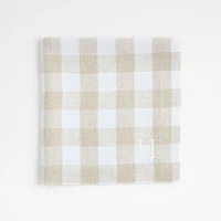 Marin White and Natural Buffalo Check EUROPEAN FLAX®-Certified Linen Dinner Napkins, Set of 8