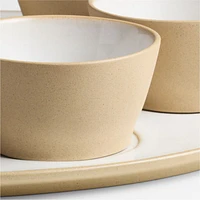 Marin White Recycled Stoneware Seder Platter with Six Mini Bowls