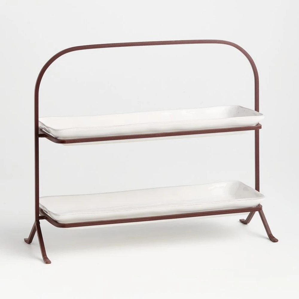 Marin White 2-Tier Server with Plates