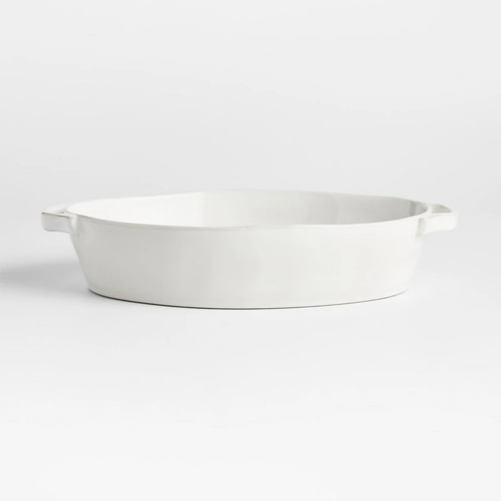 Marin 10"x13.75" White Oval Baker with Handles