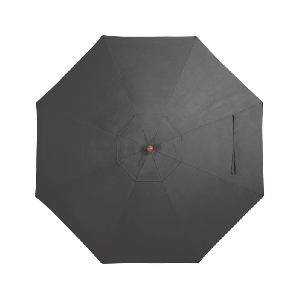 9' Round Sunbrella ® Charcoal Outdoor Patio Umbrella with Eucalyptus Frame