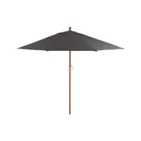 9' Round Sunbrella ® Charcoal Outdoor Patio Umbrella with Eucalyptus Frame