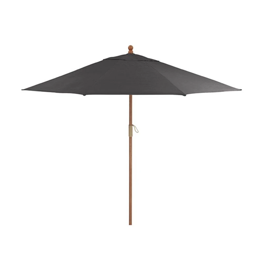 9' Round Sunbrella ® Charcoal Outdoor Patio Umbrella with Eucalyptus Frame