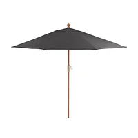 9' Round Sunbrella ® Charcoal Outdoor Patio Umbrella with Eucalyptus Frame