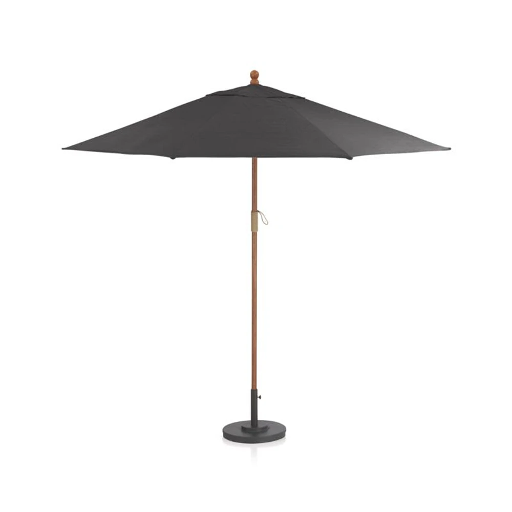 9' Round Sunbrella ® Charcoal Outdoor Patio Umbrella with Eucalyptus Frame