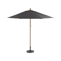 9' Round Sunbrella ® Charcoal Outdoor Patio Umbrella with Eucalyptus Frame