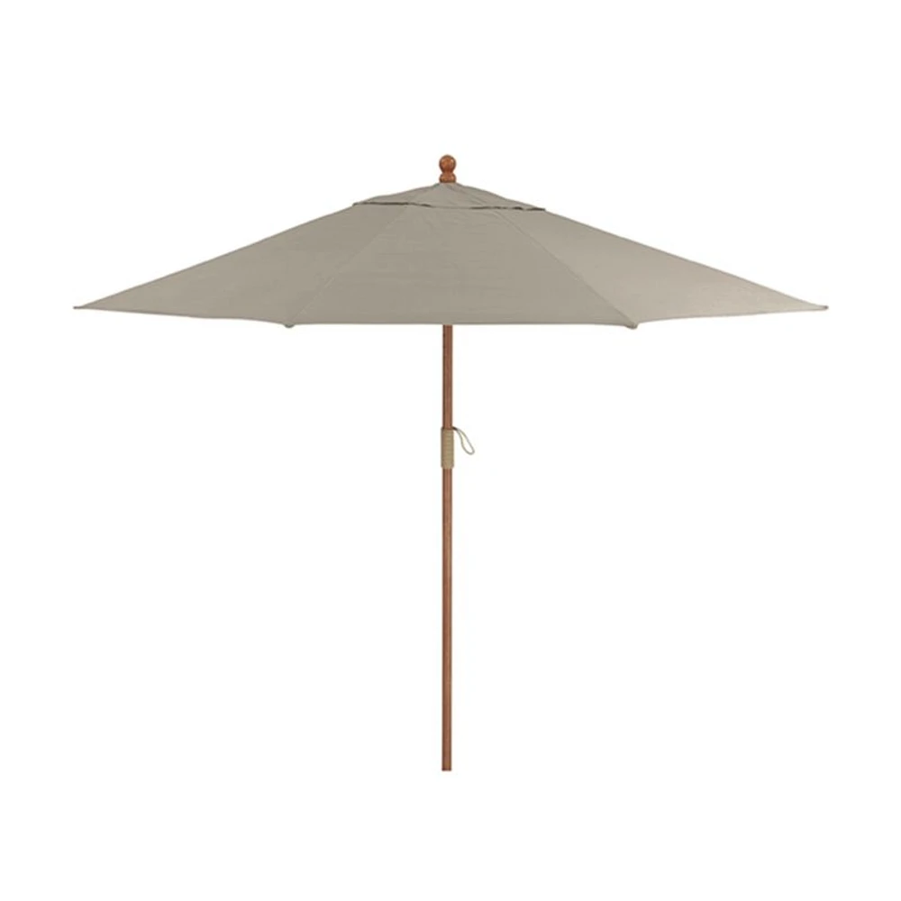 9' Round Sunbrella ® Stone Outdoor Patio Umbrella with Eucalyptus Frame
