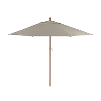 9' Round Sunbrella ® Stone Outdoor Patio Umbrella with Eucalyptus Frame