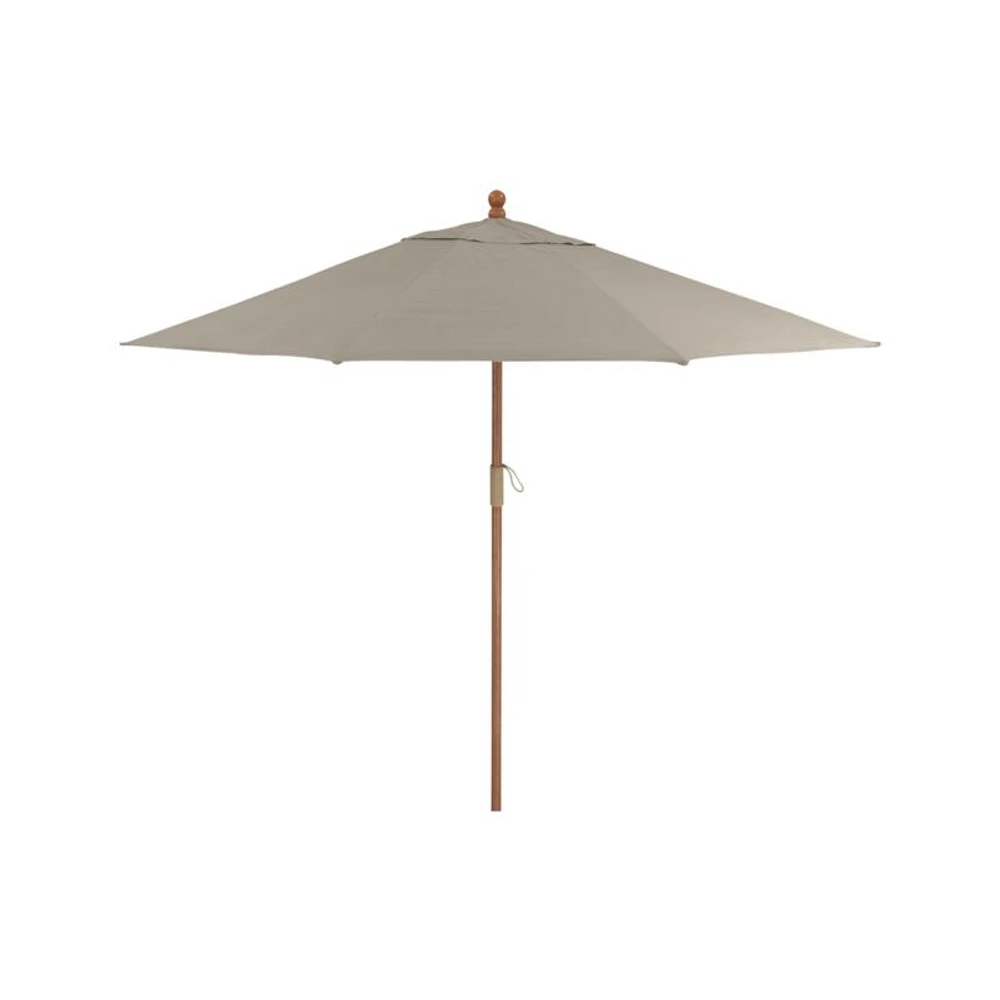 9' Round Sunbrella ® Stone Outdoor Patio Umbrella with Eucalyptus Frame