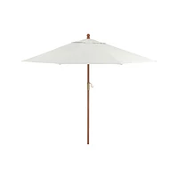 9' Round Sunbrella ® White Sand Outdoor Patio Umbrella with Eucalyptus Frame