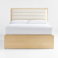 Mavericks Kids Twin Light Wood Bed with Cushioned Headboard