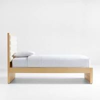 Mavericks Kids Twin Light Wood Bed with Cushioned Headboard