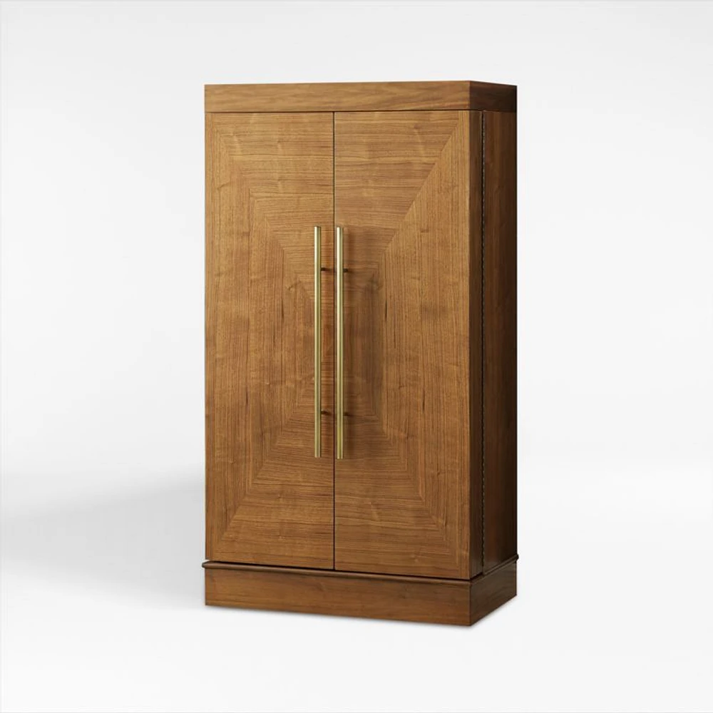 Maxine Large Walnut Wood Wine Bar Cabinet with Storage