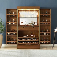 Maxine Large Walnut Wood Wine Bar Cabinet with Storage