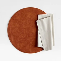 Maxwell Round Cognac Brown Easy-Clean Placemat