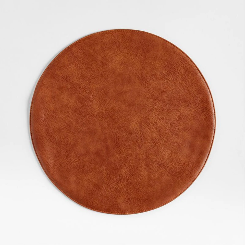 Maxwell Round Cognac Brown Easy-Clean Placemat