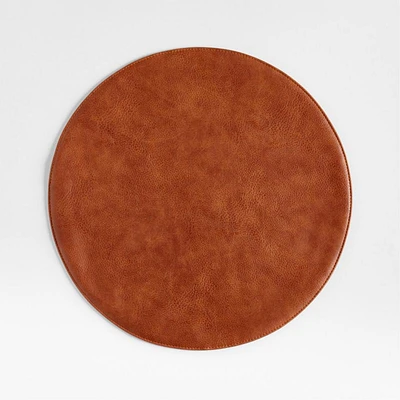 Maxwell Round Cognac Brown Easy-Clean Placemat
