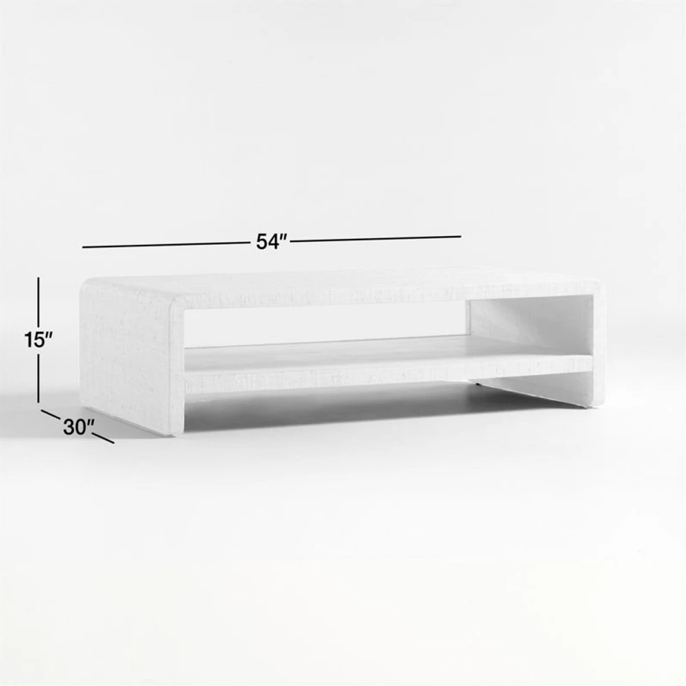 Meadow Natural Grasscloth 54" Rectangular Coffee Table with Shelf