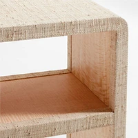 Meadow 56" Rectangular Natural Grasscloth Console Table with Shelf