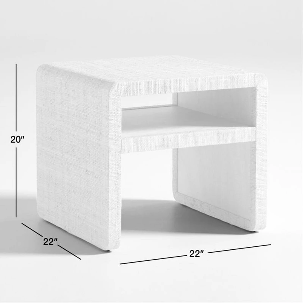 Meadow Grasscloth Side Table with Shelf