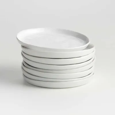 Mercer White Round Porcelain Appetizer Plates, Set of 8