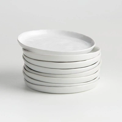 Mercer White Round Porcelain Appetizer Plates, Set of 8