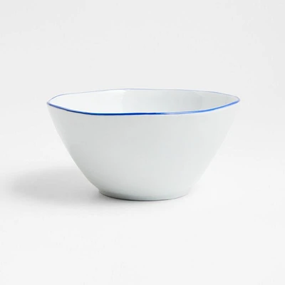 Mercer Blue Rim Porcelain Cereal Bowl