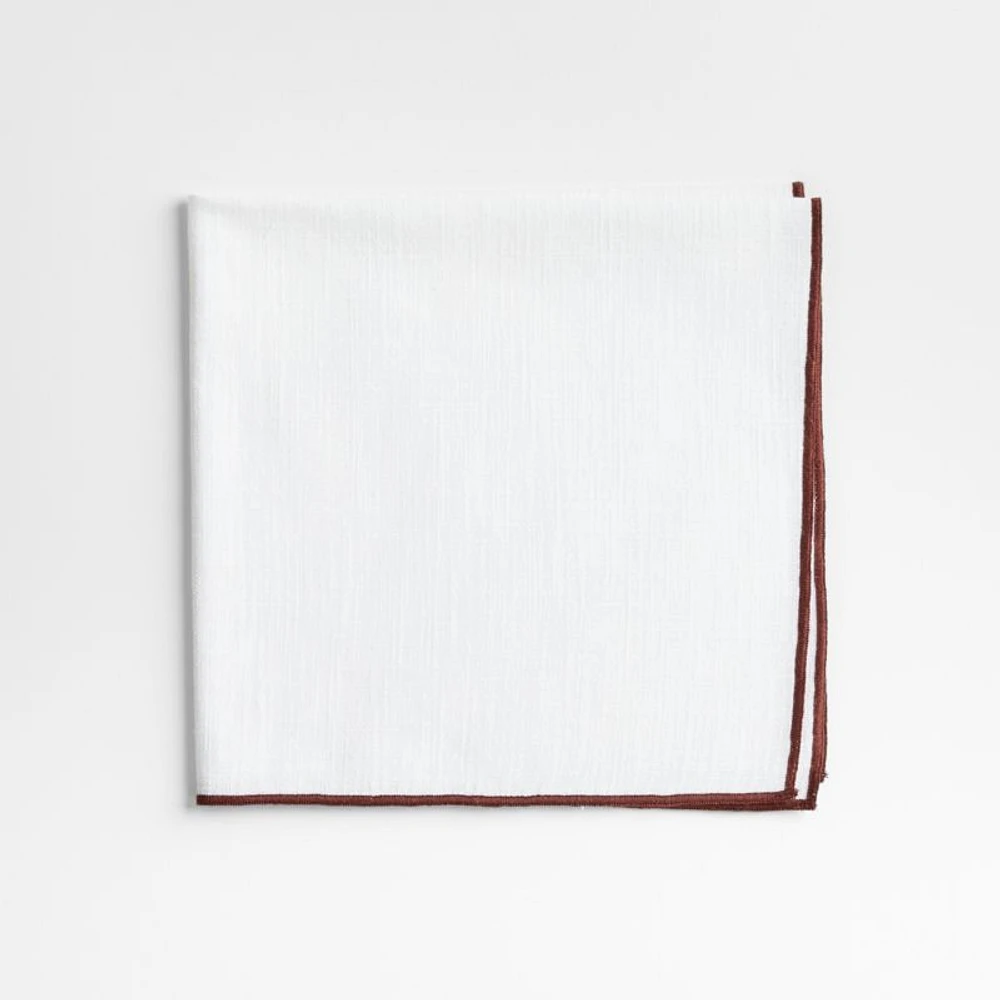 Merrow Stitch Cider Burgundy Organic Cotton Napkins, Set of 4
