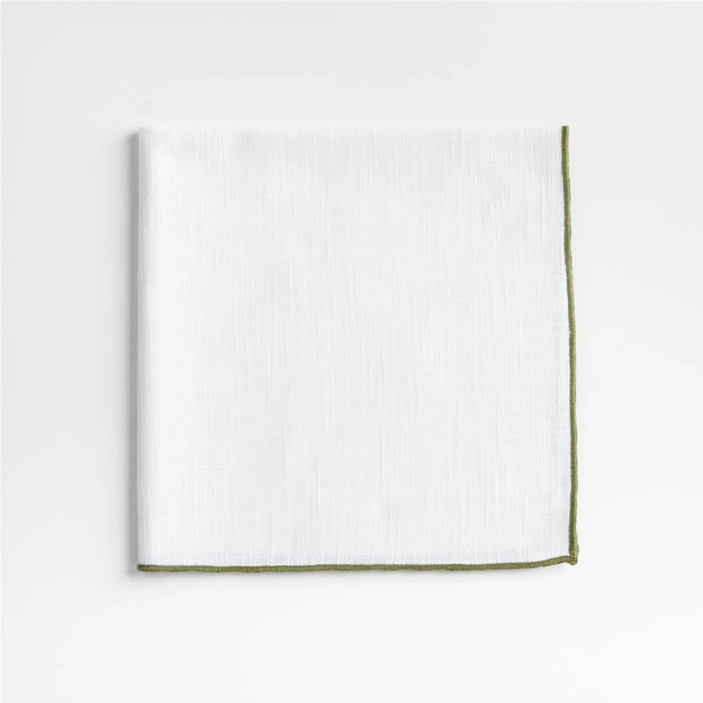 Merrow Stitch Olive Green Organic Cotton Napkins, Set of 4