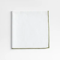 Merrow Stitch Olive Green Organic Cotton Napkins, Set of 4