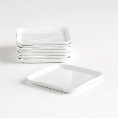 Mercer White Square Porcelain Appetizer Plates, Set of 8