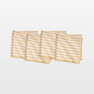 Merrow Stitch Yellow Stripe Napkins, Set of 4