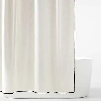 Merrow Stitch Black & White Shower Curtain