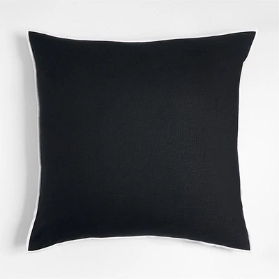 Black 23 Merrow Stitch Organic Cotton Pillow with Feather Insert