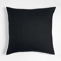 Black 23 Merrow Stitch Organic Cotton Pillow with Feather Insert