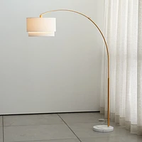 Meryl Arc Brass Floor Lamp with White Shade 85"