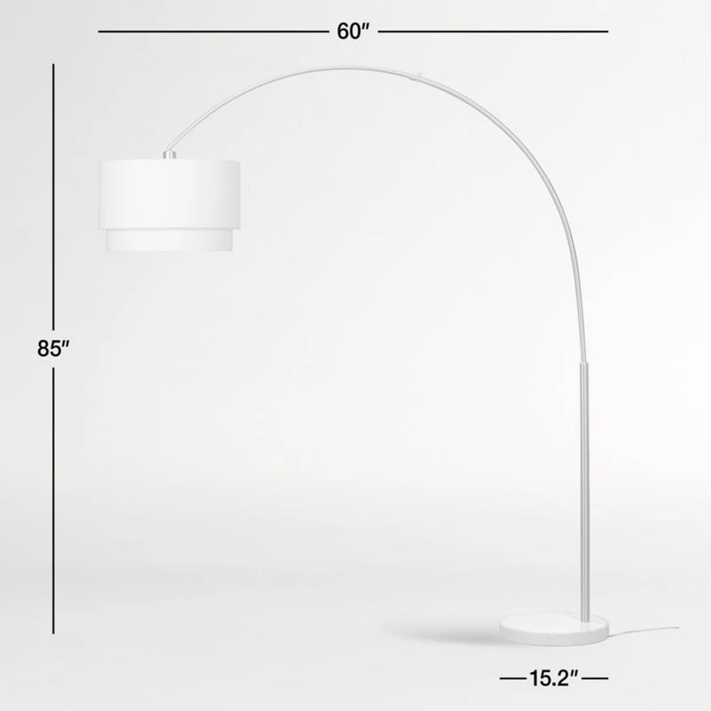 Meryl Arc Brass Floor Lamp with White Shade 85"