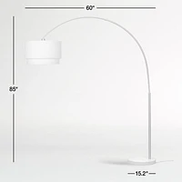 Meryl Arc Brass Floor Lamp with White Shade 85"