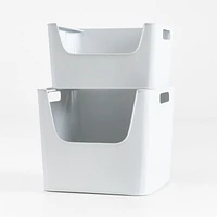 White Metal Stacking Storage Bin